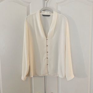 Zara Pleated V Neck Blouse